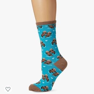 Socksmith NWT "Significant Otter" Women's Crew Sea Otter Blue Socks.
